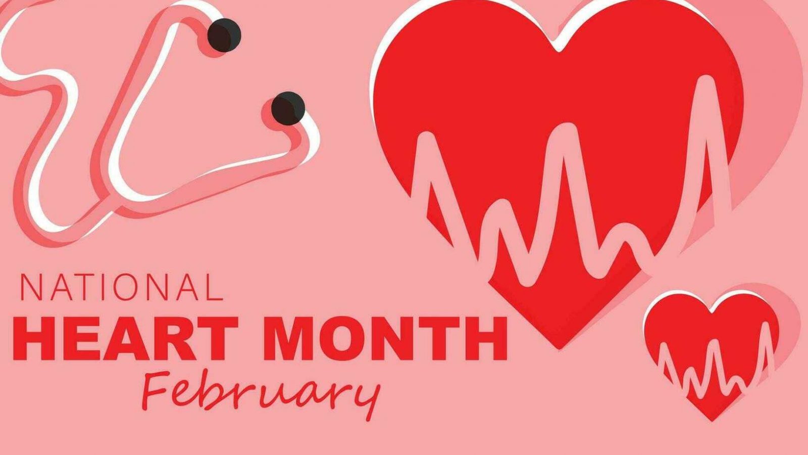 National heart month background banner card poster template illustration vector
